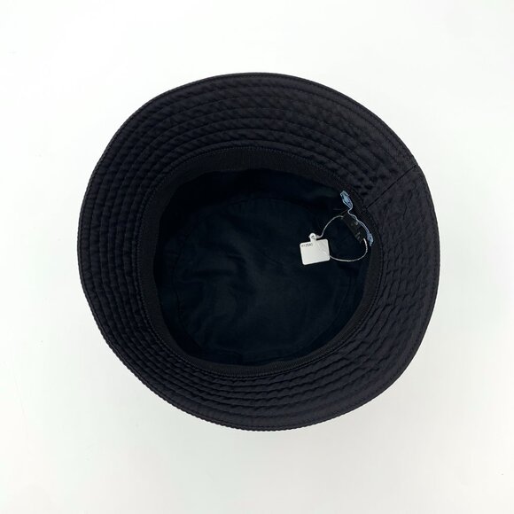 H12540 Prada Black Triangle Logo Cotton Bucket Hat Size S Hat Circumference 57cm